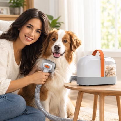 Safe ABS Vacuum Pet Grooming Kit Low Noise Dog Hair Cut Cleaner Clipper Com