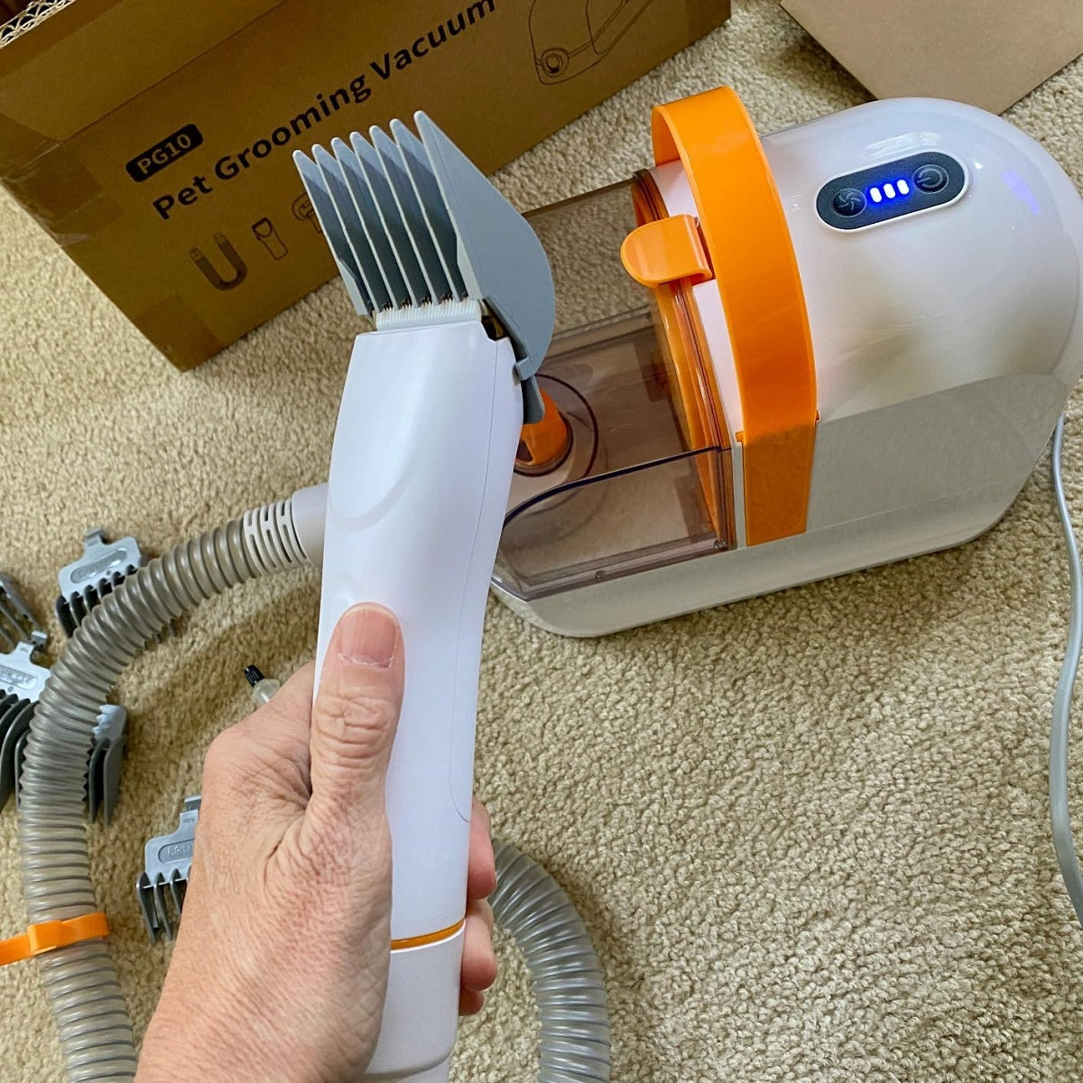 Safe ABS Vacuum Pet Grooming Kit Low Noise Dog Hair Cut Cleaner Clipper Com